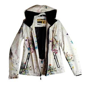 BoulderGear Ski Hoodie Jacket M colorful unique floral White n Multicolor jacket